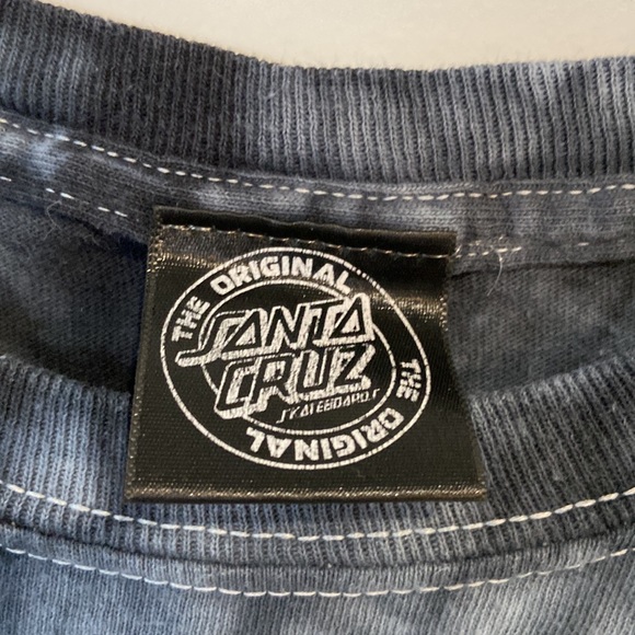 Santa Cruz Skateboarding Small T-Shirt Top Black Tie Dye Logo Small Hole Unisex - Picture 3 of 9